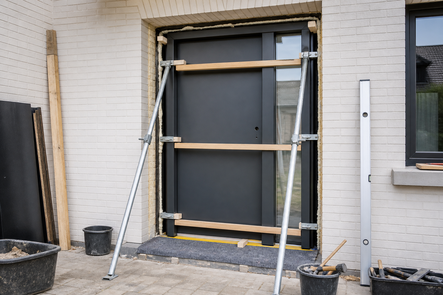 Illustrative Darstellung zum Ratgeberthema Haustür mit Einbau: Leistungen und Schnittstellen vergleichen