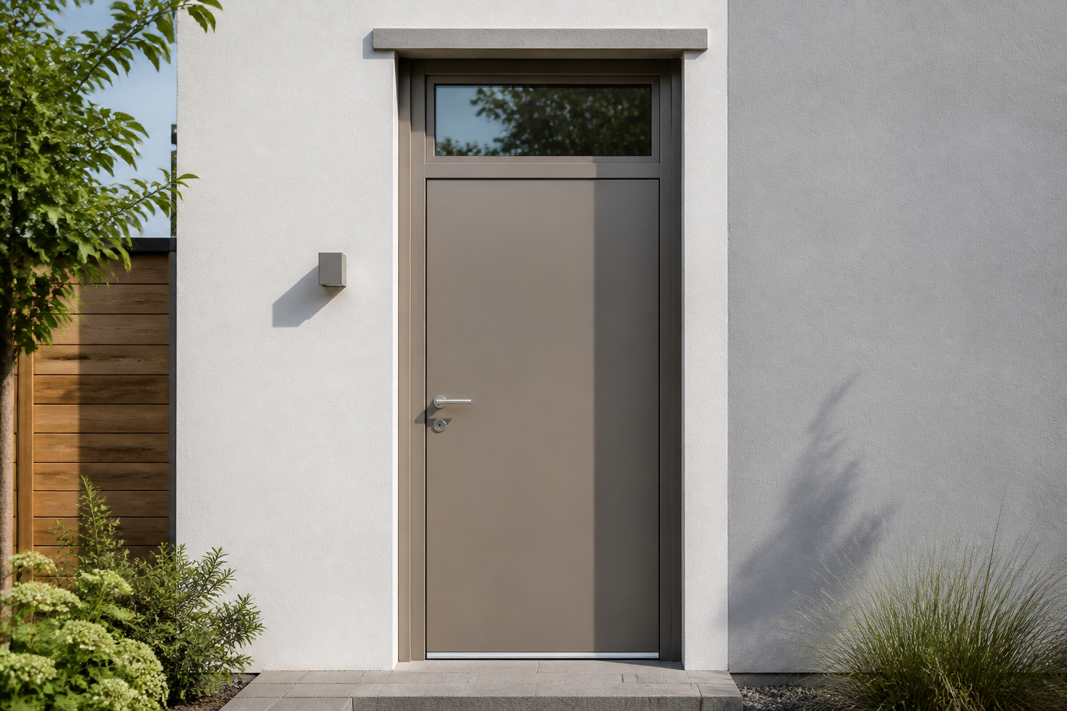 Illustrative Darstellung zum Ratgeberthema Haustür mit Oberlicht: Proportion, Glas und Anschluss klären
