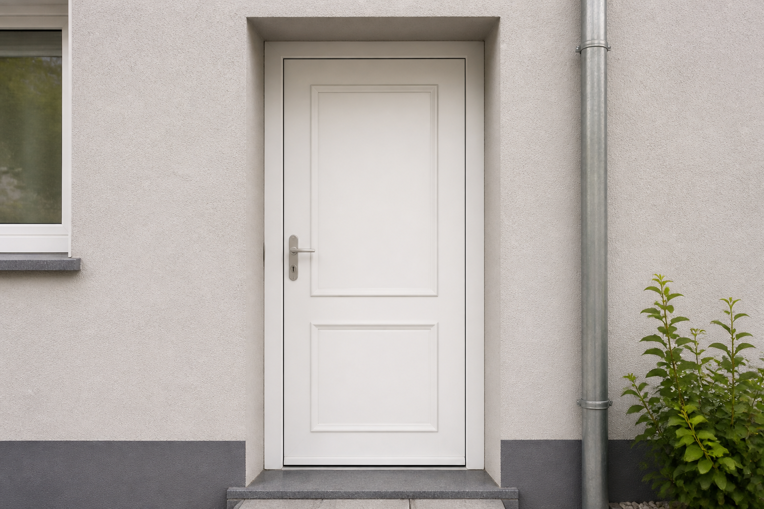 Illustrative Darstellung zum Ratgeberthema Kunststoff-Haustür: Profile, Aussteifung und Oberfläche prüfen